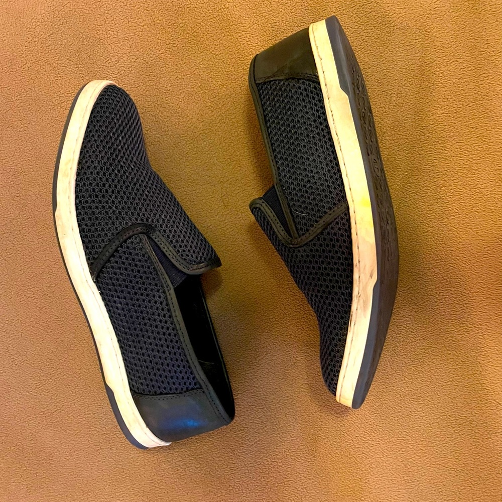 Base London Stage Weave Navy Blue Leather Slip On Mens Summer Shoe size 9